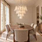 White Glass Petals Chandelier