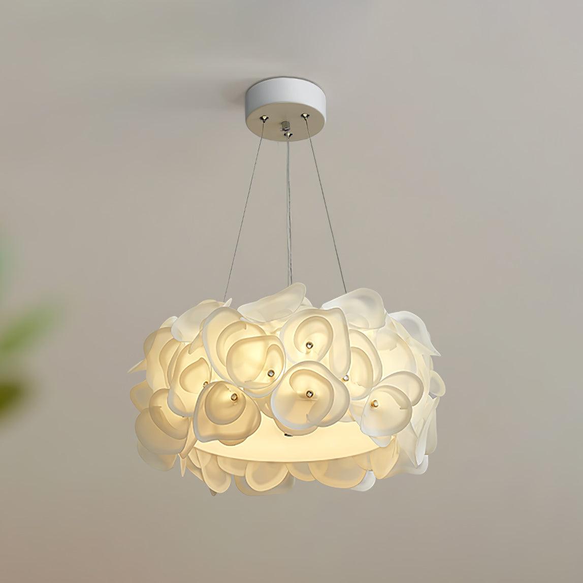 White Hydrangea Pendant Lamp ∅ 16.5″ x H 7.9″ / Dia 40cm x H 20cm / White Pendant light