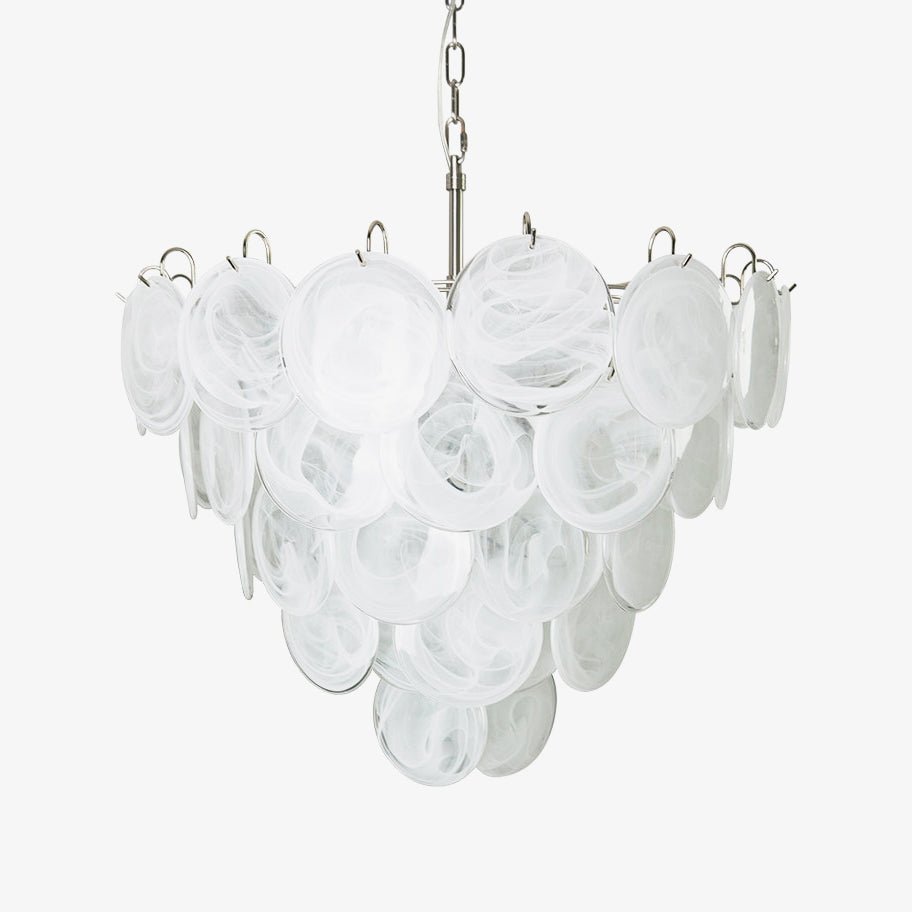 White Glass Disc Chandelier