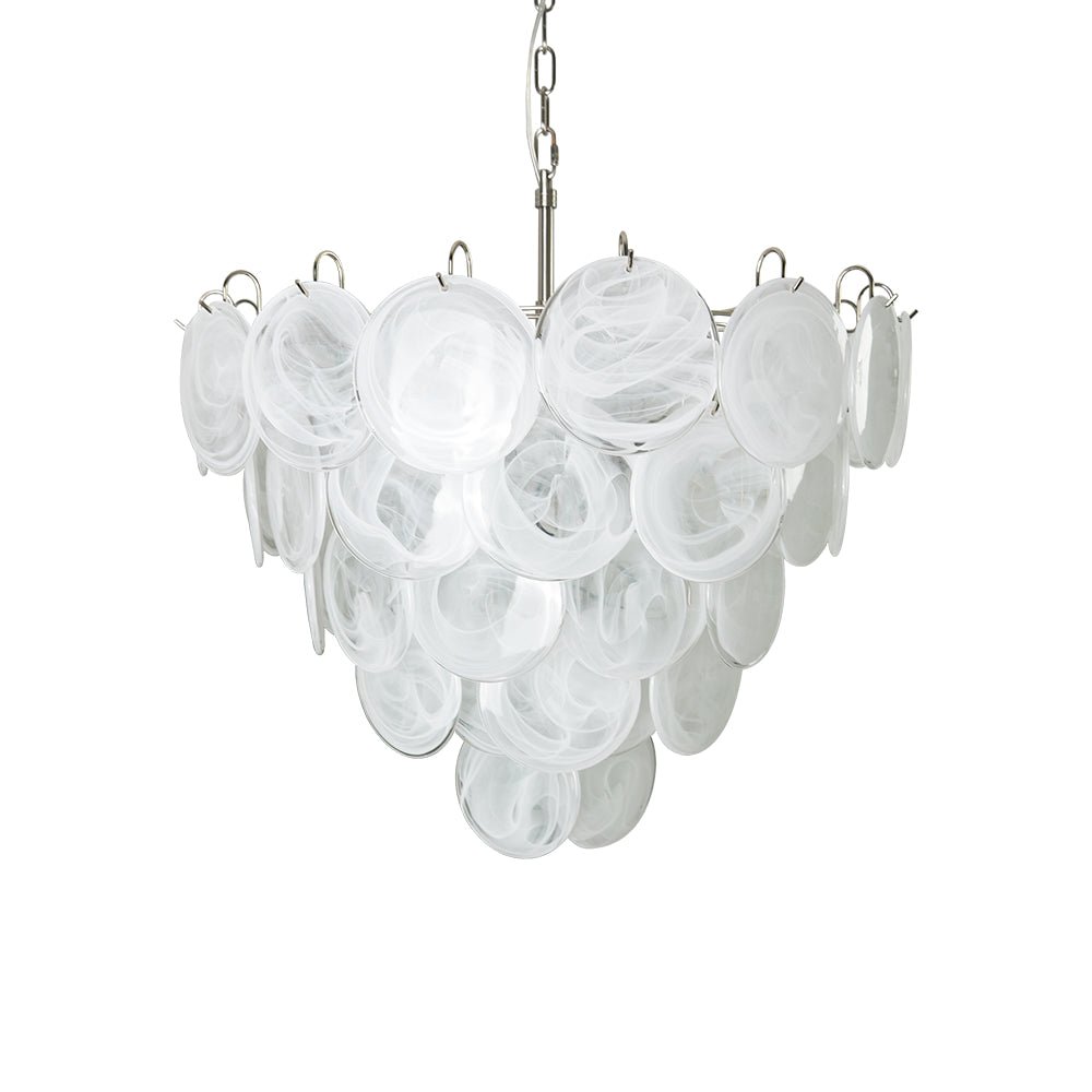 White Glass Disc Chandelier