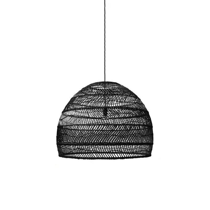 Wicker Pendant Lamp ∅ 15.8″ x H 13.8″ / Dia 40cm x H 35cm / Black rattan Pendant light