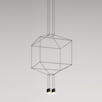 Geometric Lines Pendant Lamp 4 heads Square ∅ 17.7″ x H 78.7″ / Dia 45cm x H200cm / Black Chandelier