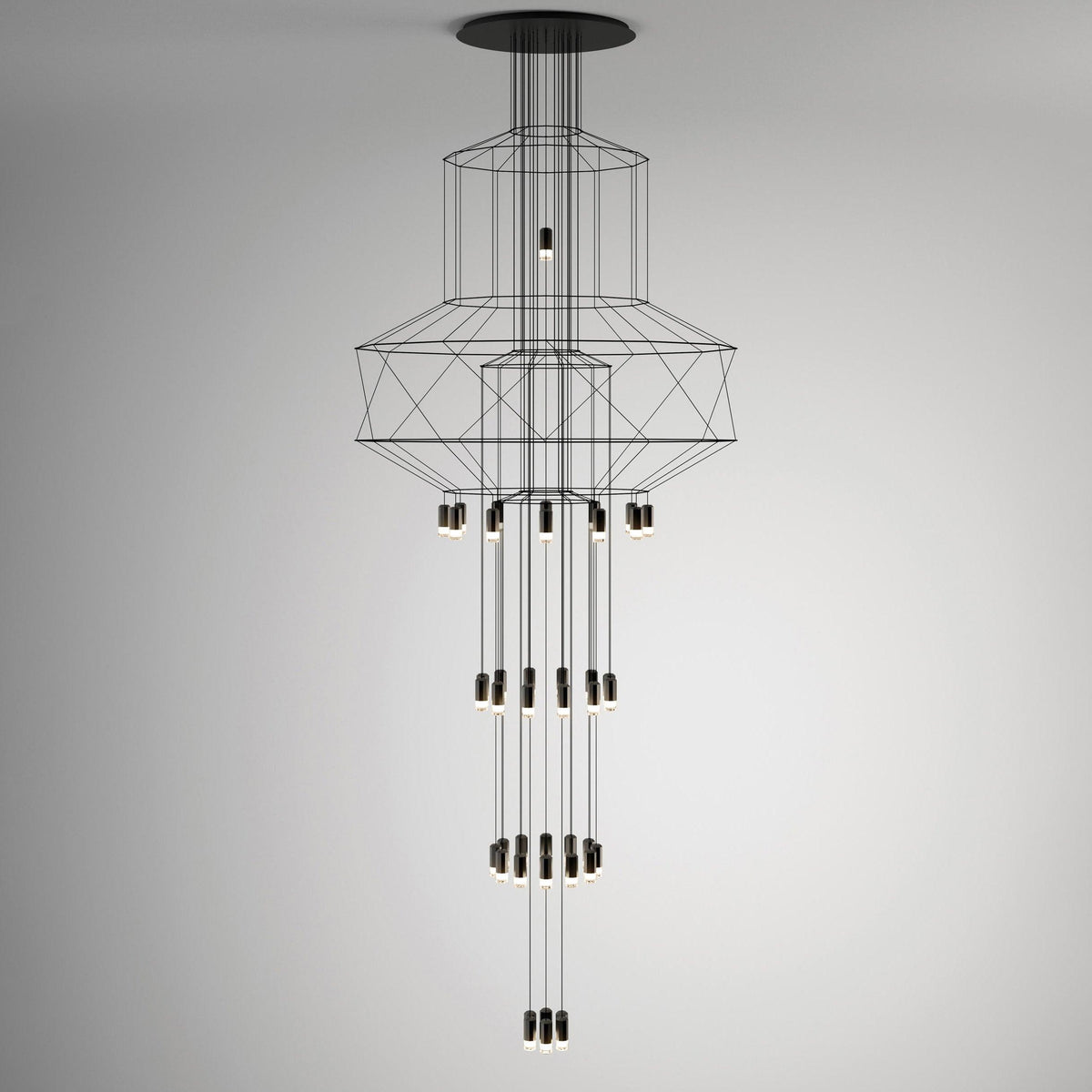 Lines Chandelier 43heads ? 35.4″ x H 157.5″ / Dia 90cm x H 400cm / Black Chandelier