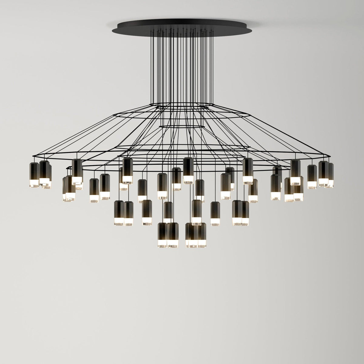 Lines Chandelier 46heads ? 35.4″ x H 43.3″ / Dia 90cm x H 110cm / Black Chandelier