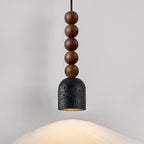 Wood Bead Travertine Pendant Light