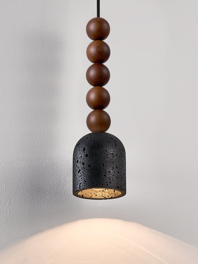 Wood Bead Travertine Pendant Light