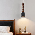 Wood Bead Travertine Pendant Light