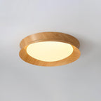 Double Half Round Ceiling Light ∅ 15.7″ x H 3.1″ / Dia 40cm x H 8cm / Nature wood grain / Warm Light Ceiling lamp