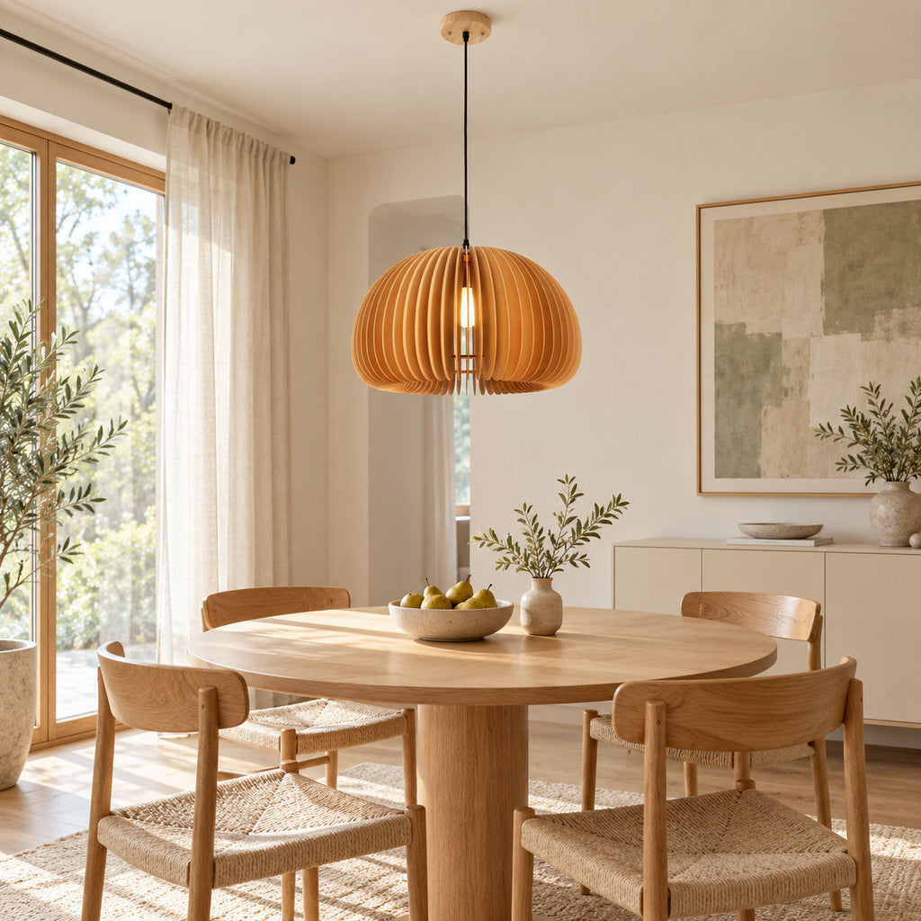 Wooden Pumpkin Pendant Lamp
