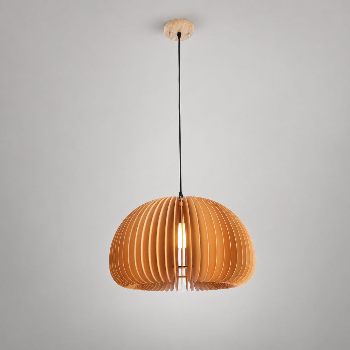 Wooden Pumpkin Pendant Lamp