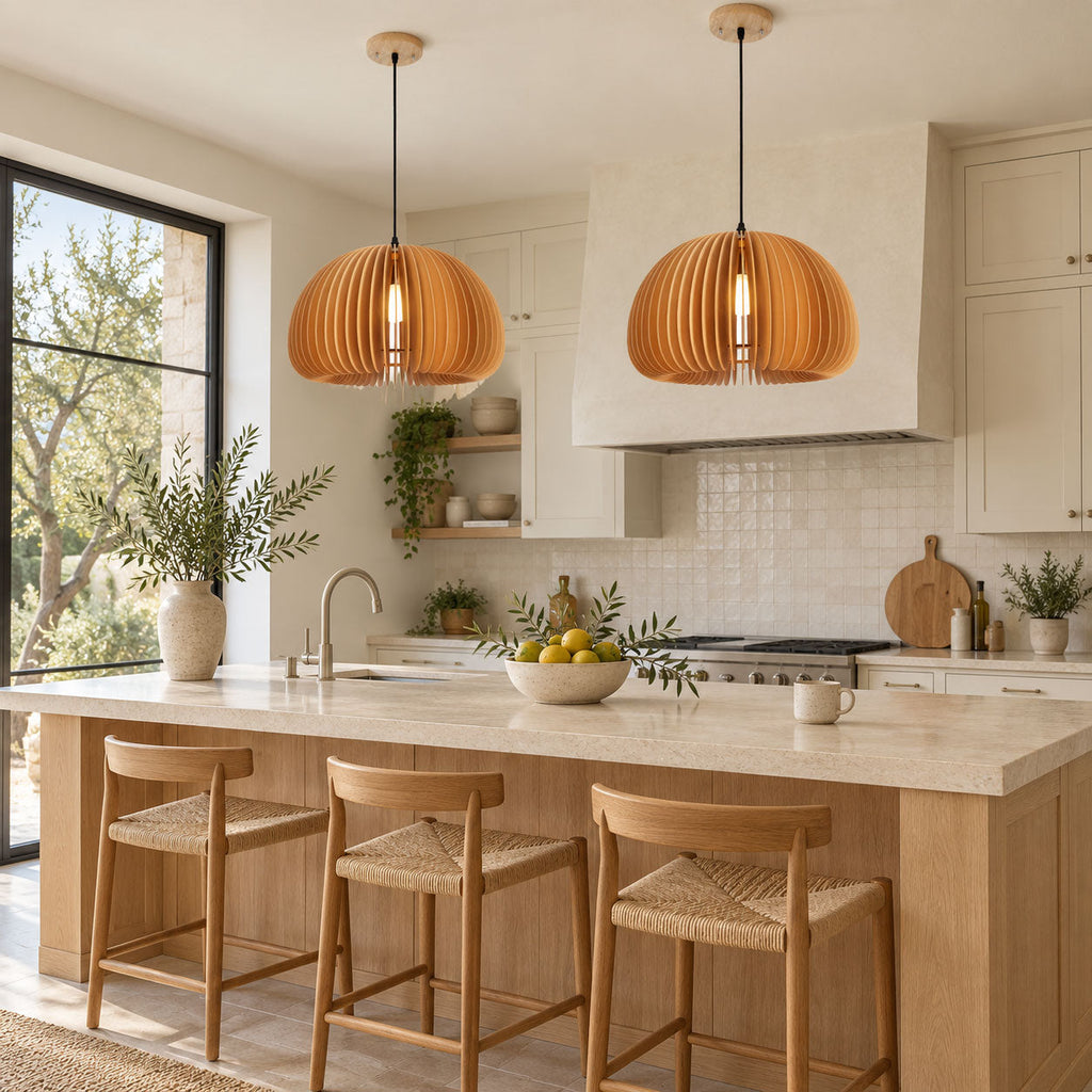 Wooden Pumpkin Pendant Lamp