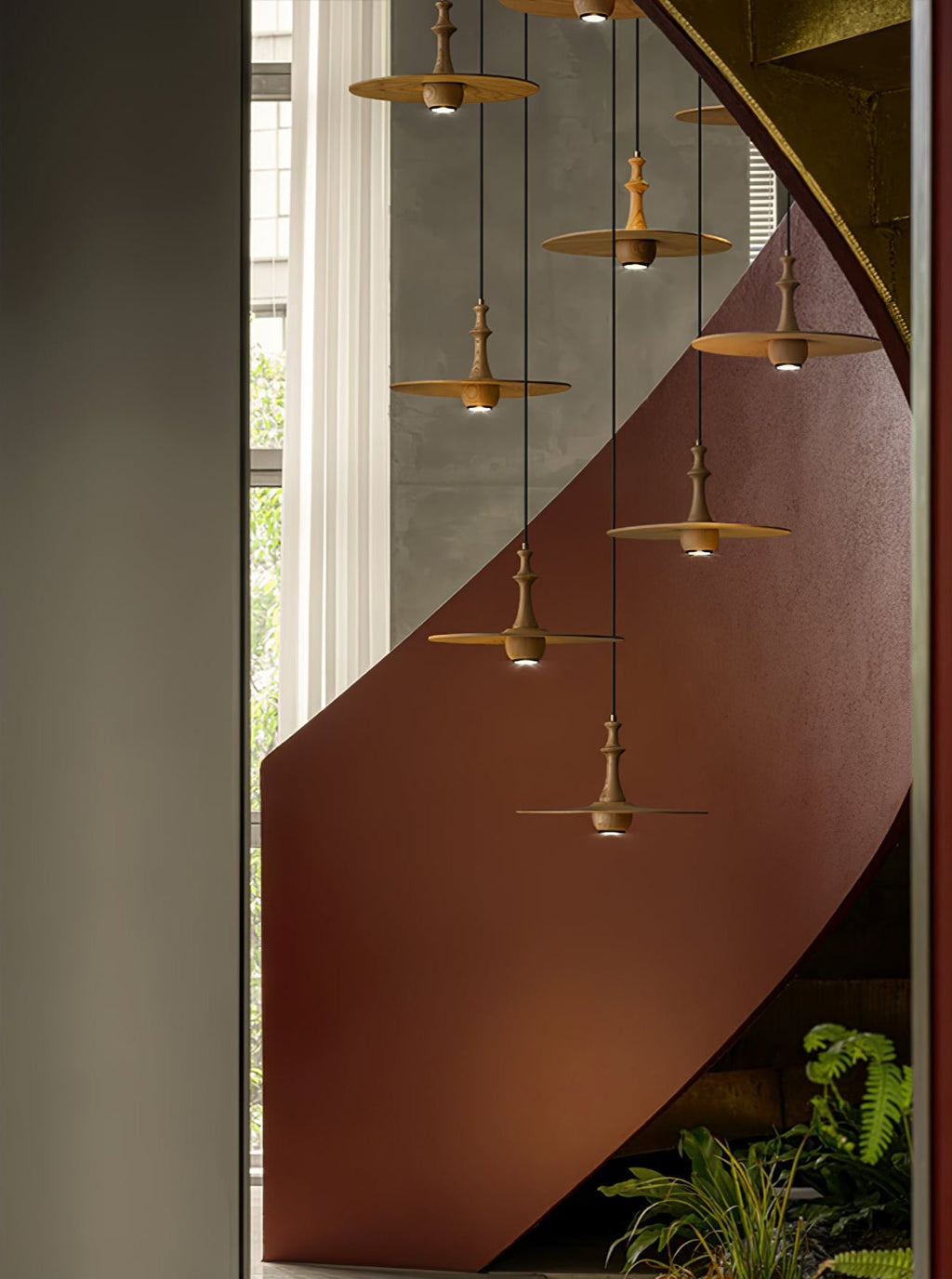 Wooden Spin Pendant Light
