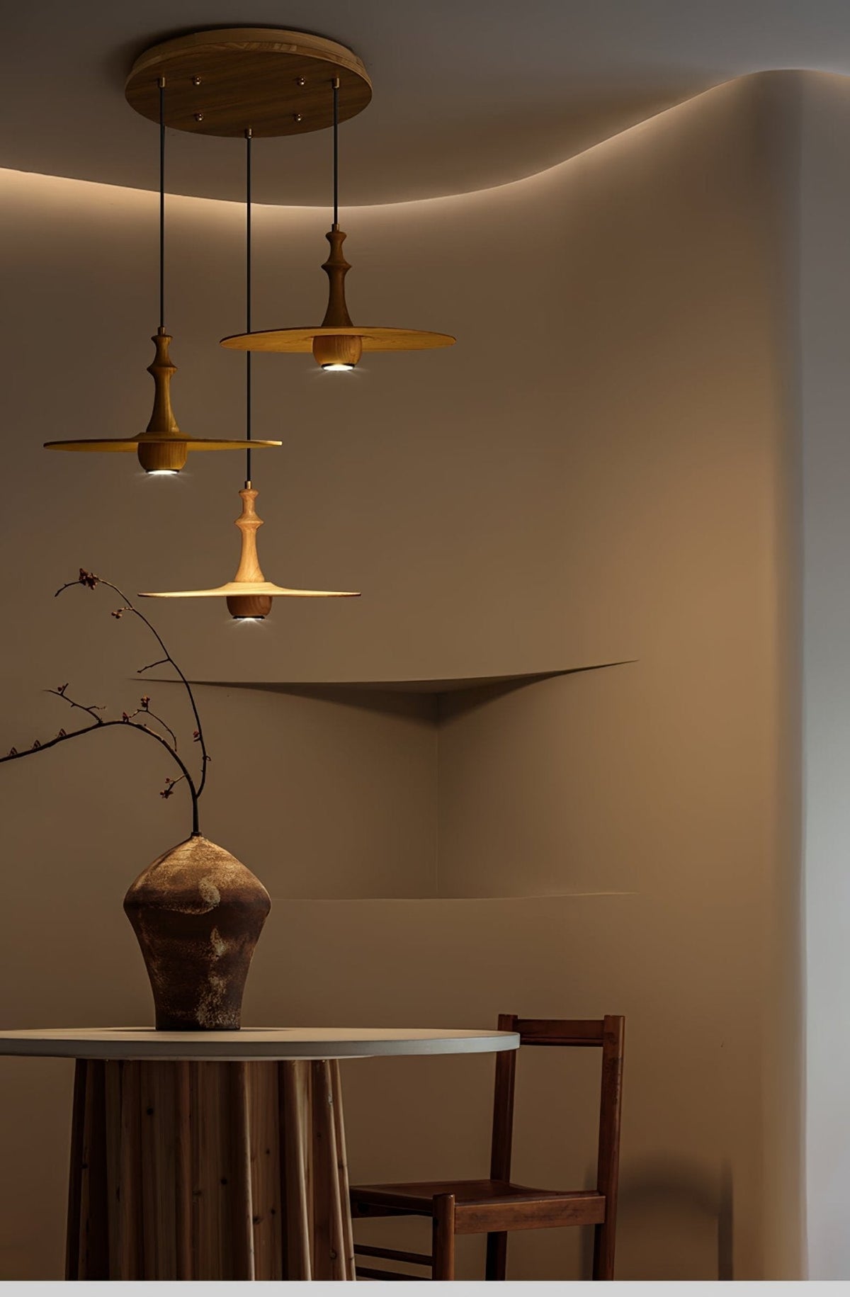 Wooden Spin Pendant Light