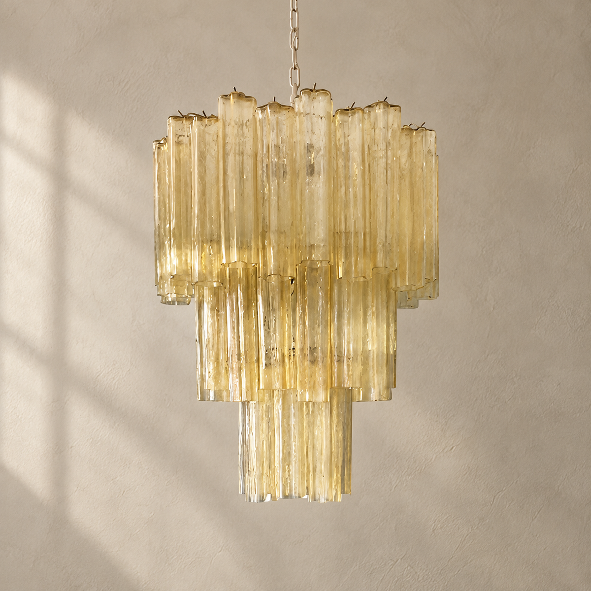 Yellow Glass Tube Chandelier