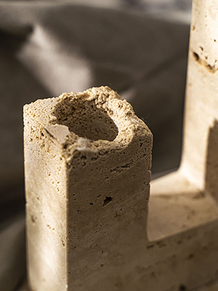 Yellow Travertine Candle Holder