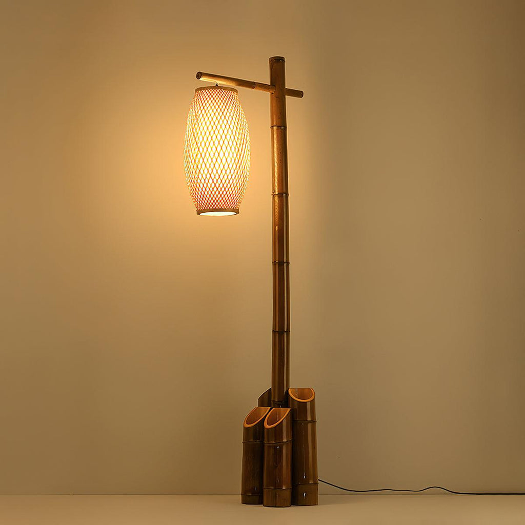 Zen Bamboo Tube Floor Lamp ∅ 19.7″ x H 63″ / Dia 50cm x H 160cm / Bamboo color / US Plug Floor lamp