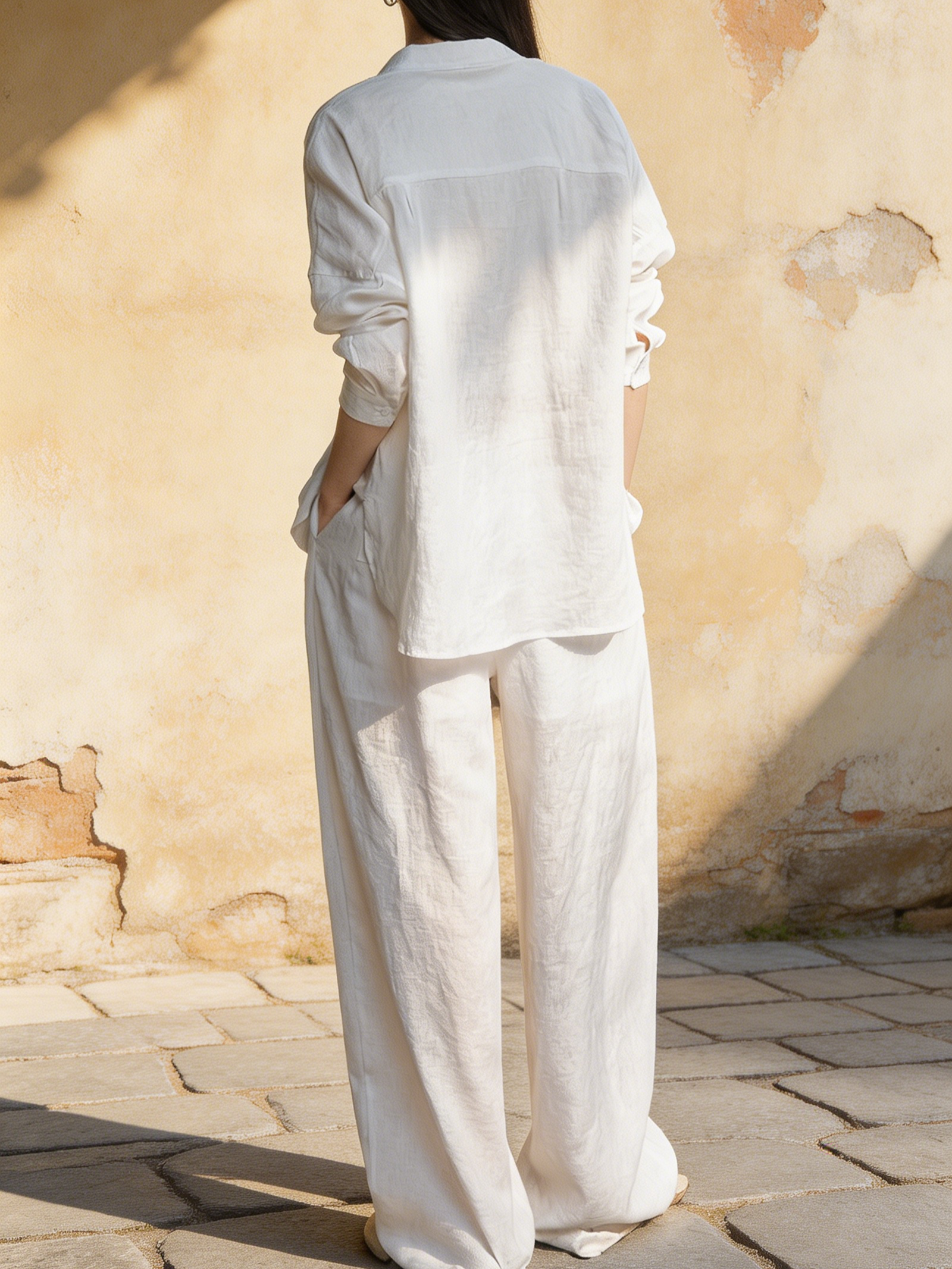 Weiße Leinenhose Damen: Nachhaltig, Luftig & High Waist, Wide Leg Hose S-XL