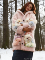 Damen Flanell Kapuzen Cardigan – Niedlicher Katzen Druck, bunte Farben weich Winter Size S-5XL