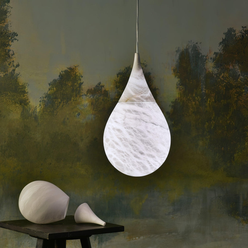 Alabaster Raindrop Pendant Light