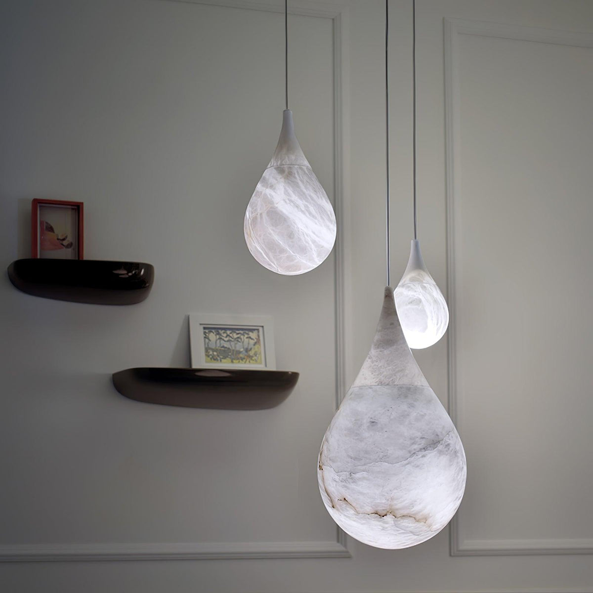 Alabaster Raindrop Pendant Light