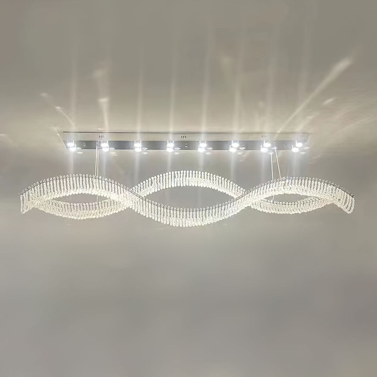 Alon Chandelier L 70.9″ x H 13.8″ / L 180cm x H 35cm / Chrome & Clear / Warm Light Pendant light