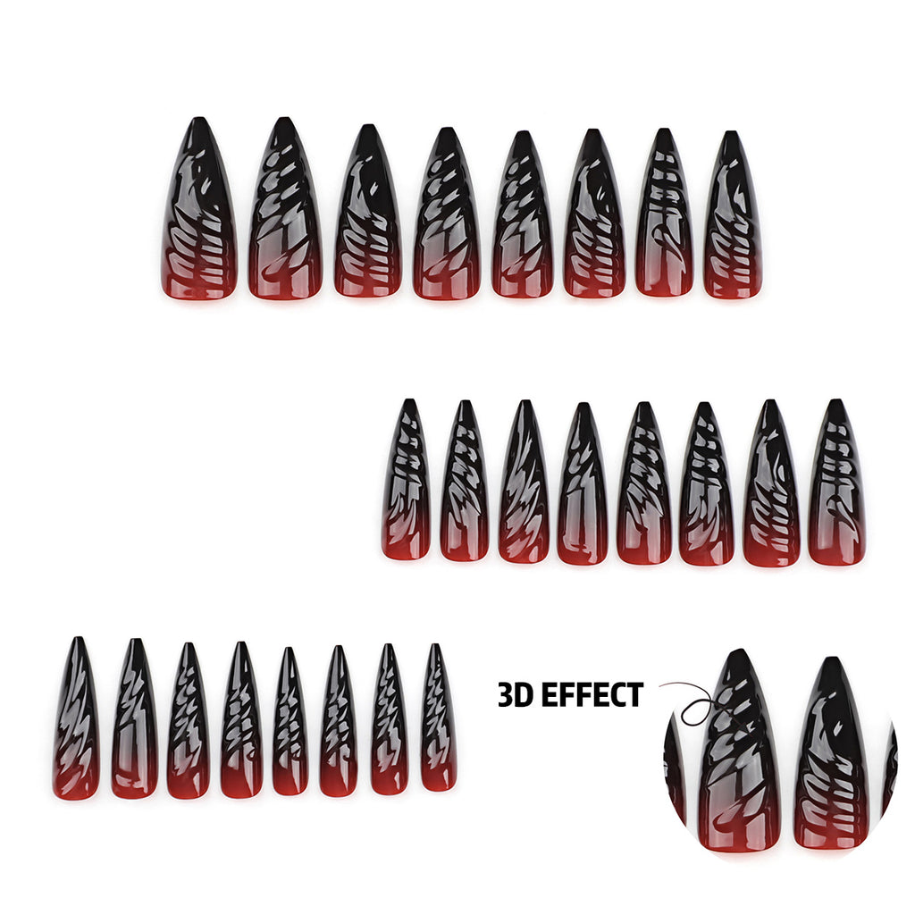 StarNagel Ballerina Nägel in Rot mit 3D Effekt und Ombre Design für Halloween
