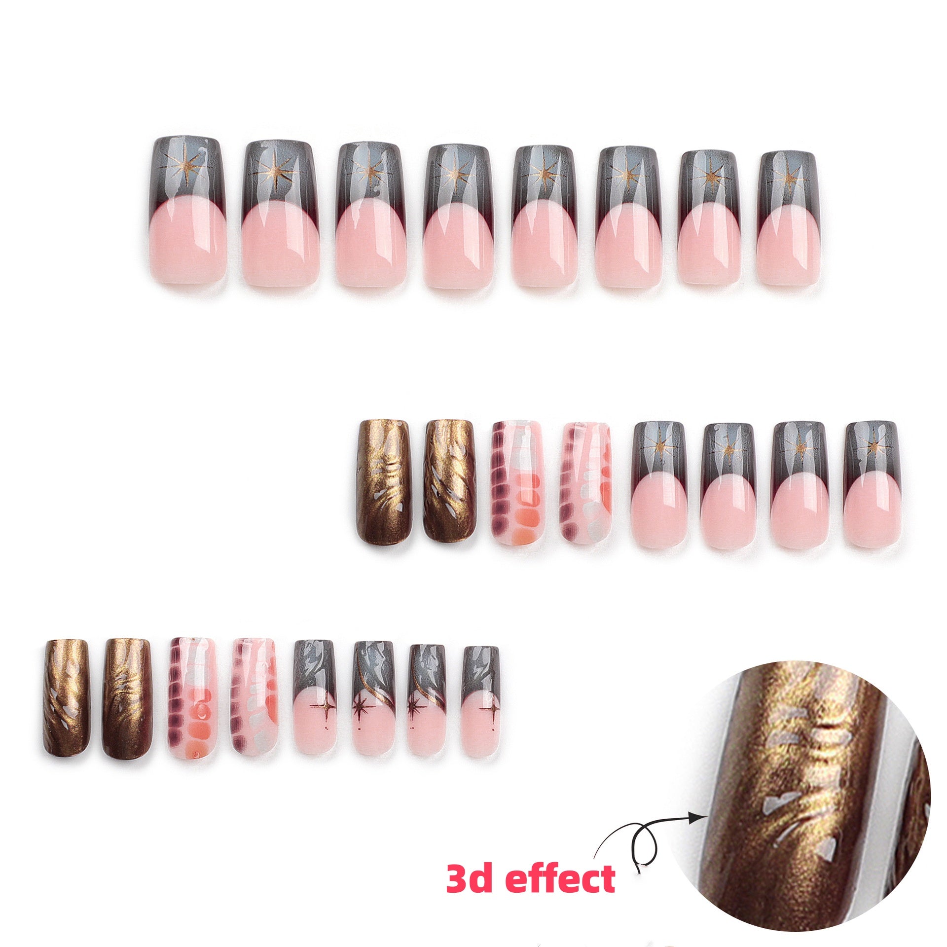 StarNagel Ballerina Nägel mit French Ombre und 3D Sternenglanz