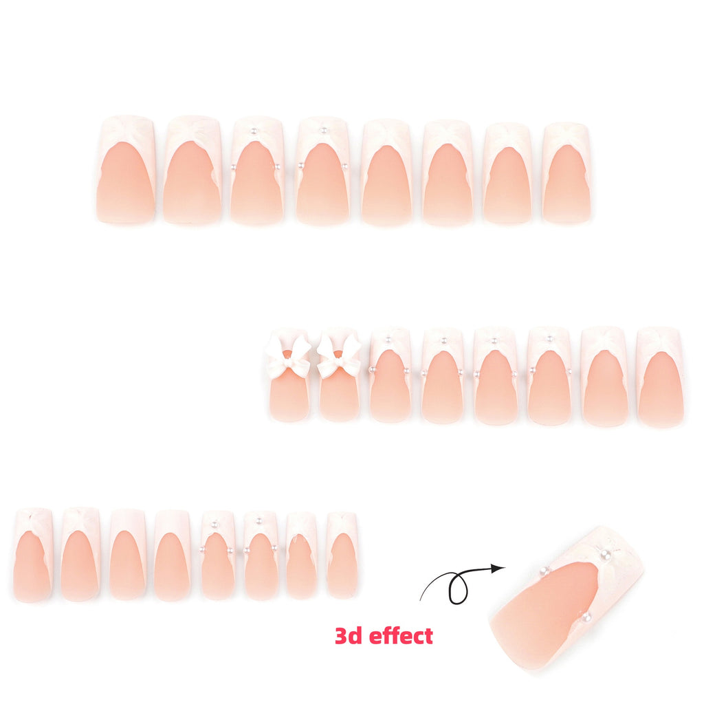 StarNagel Ballerina Nägel mit Weißem French, 3D Blumen und Schleifen