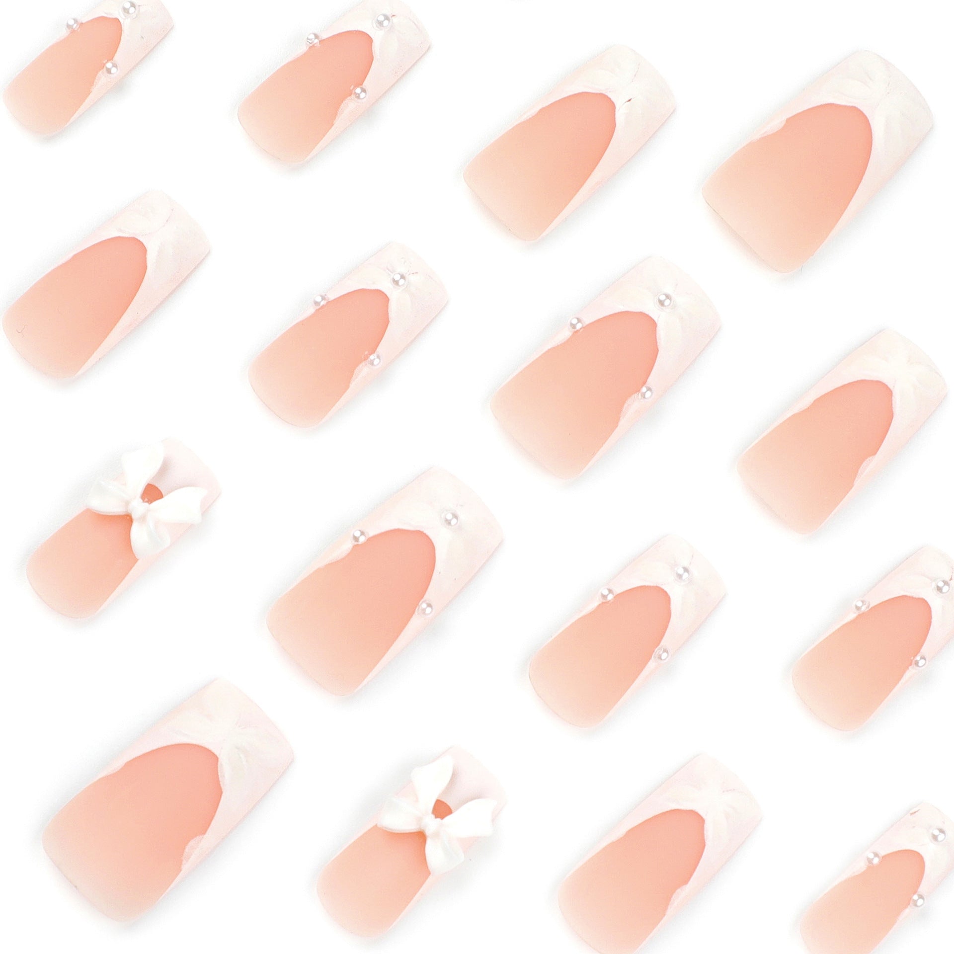 StarNagel Ballerina Nägel mit Weißem French, 3D Blumen und Schleifen