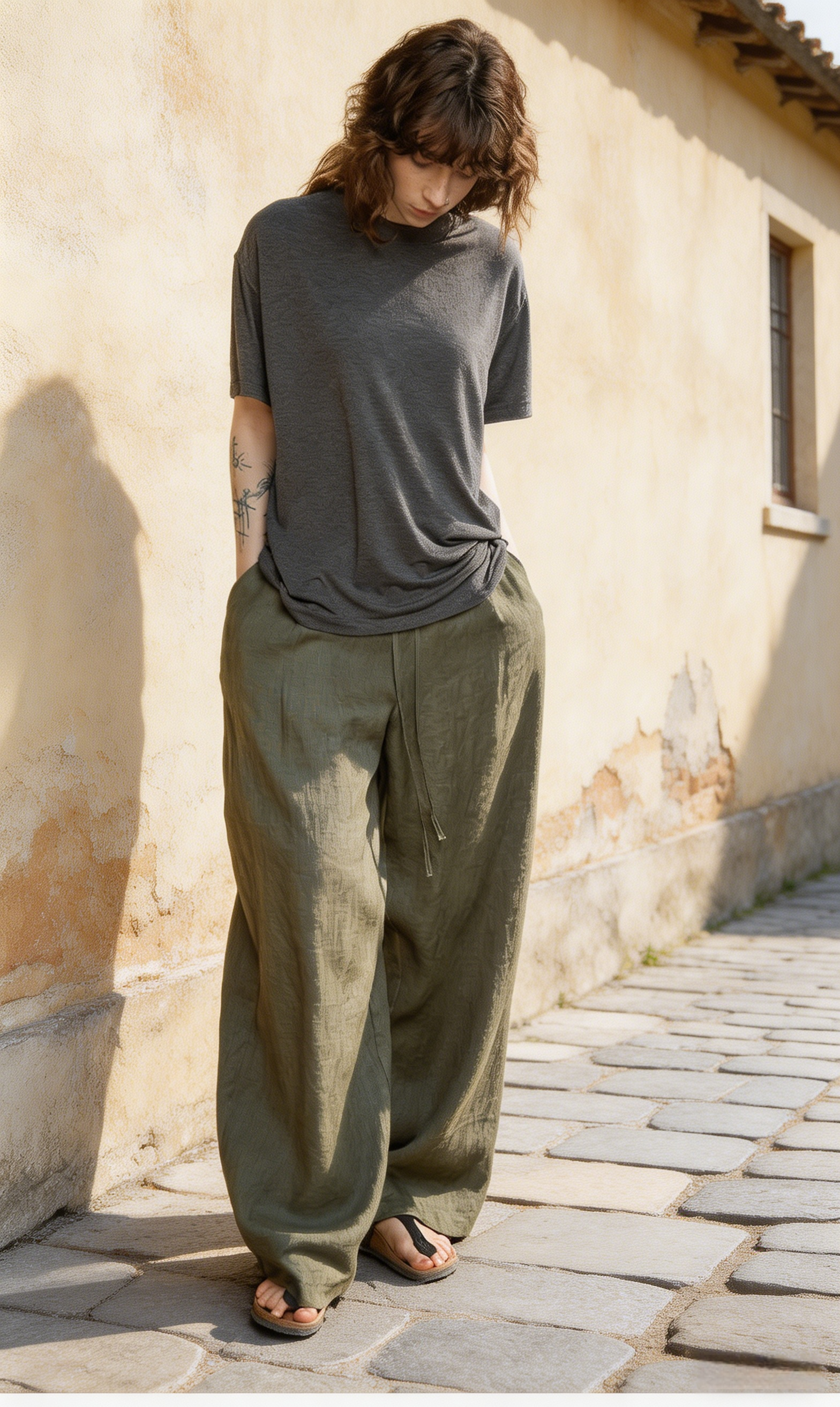 Grüne Leinenhose Damen: Nachhaltig, Luftig & High Waist, Wide Leg Hose S-XL