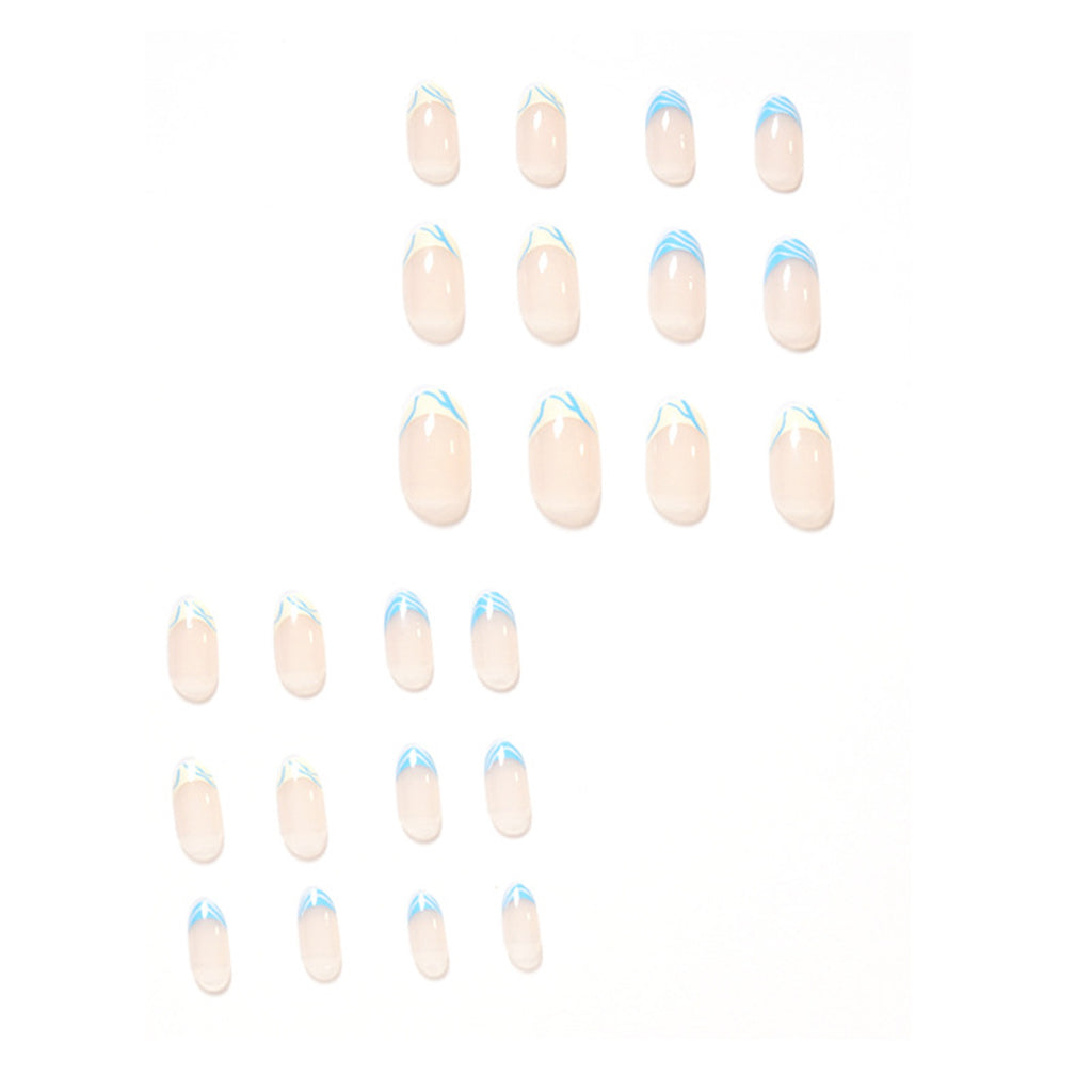 StarNagel Coffin Nails in Blau und Gelb mit Minimalistischem French
