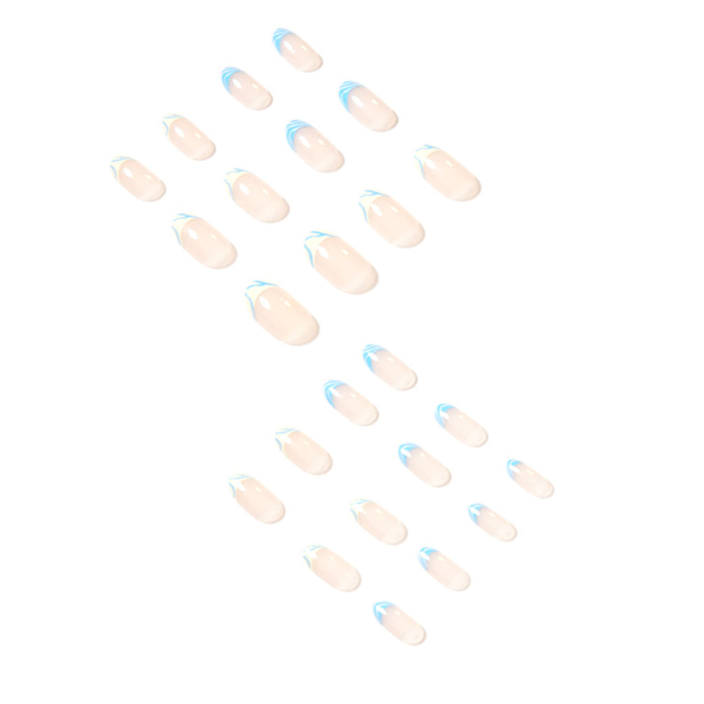 StarNagel Coffin Nails in Blau und Gelb mit Minimalistischem French