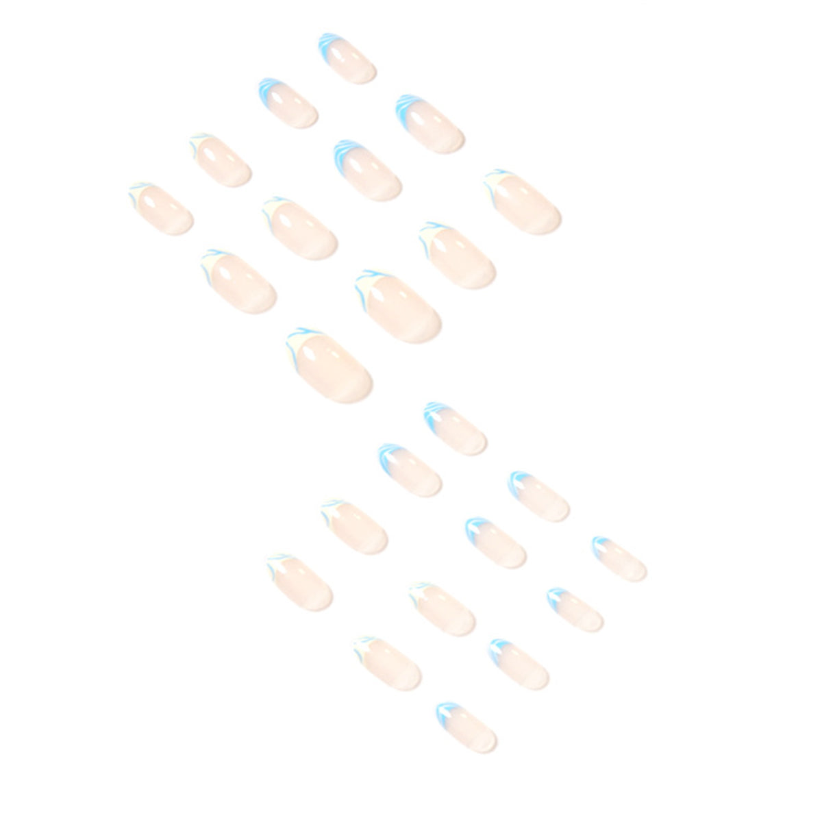 StarNagel Coffin Nails in Blau und Gelb mit Minimalistischem French