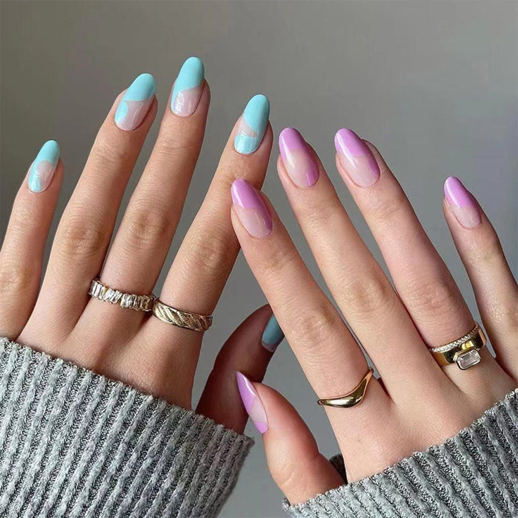 StarNagel Coffin Nails in Bunt mit Minimalistischem French