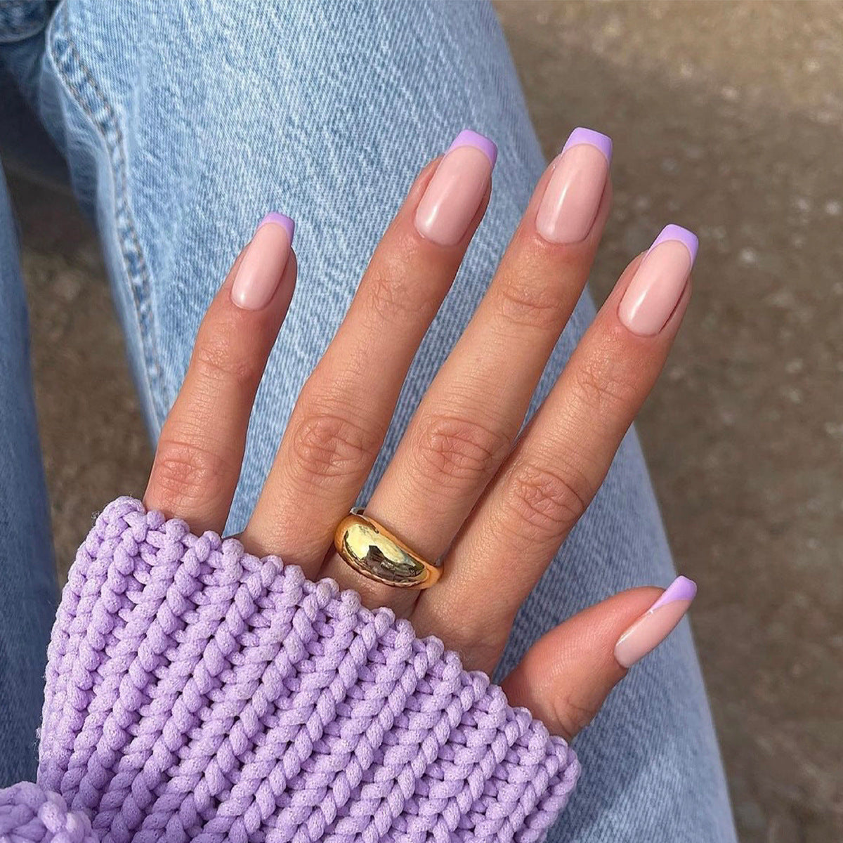 StarNagel Coffin Nails in Nude mit Lila French