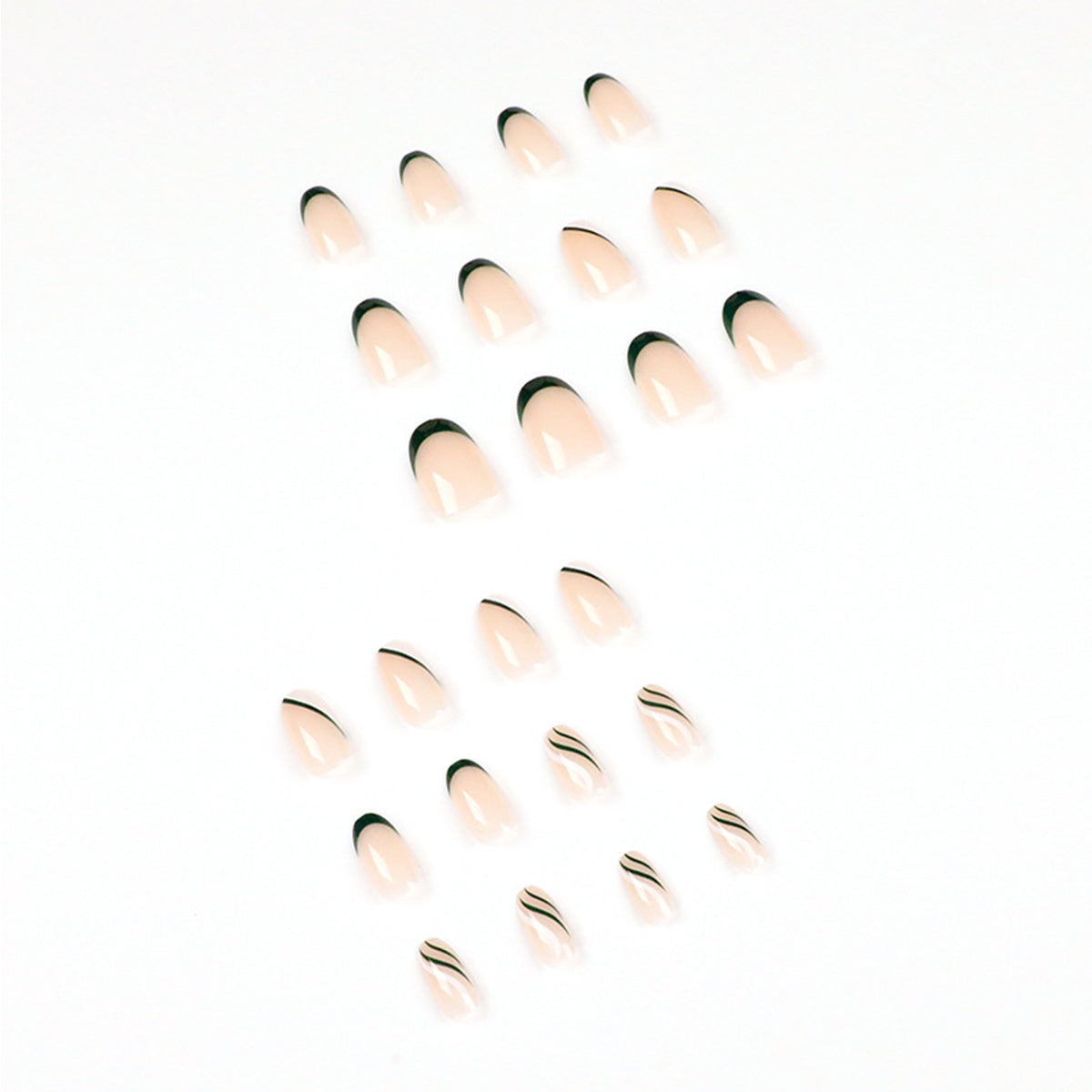 StarNagel Coffin Nails in Nude und Olivgrün mit French für Helle Hände