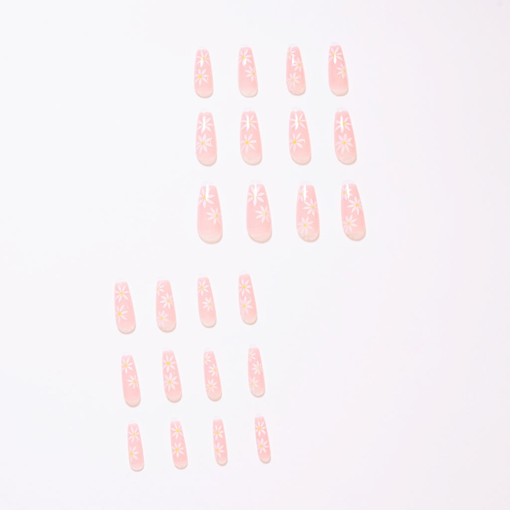 StarNagel Coffin Nails in Rosa mit Ländlichem Sonnenblumen Design