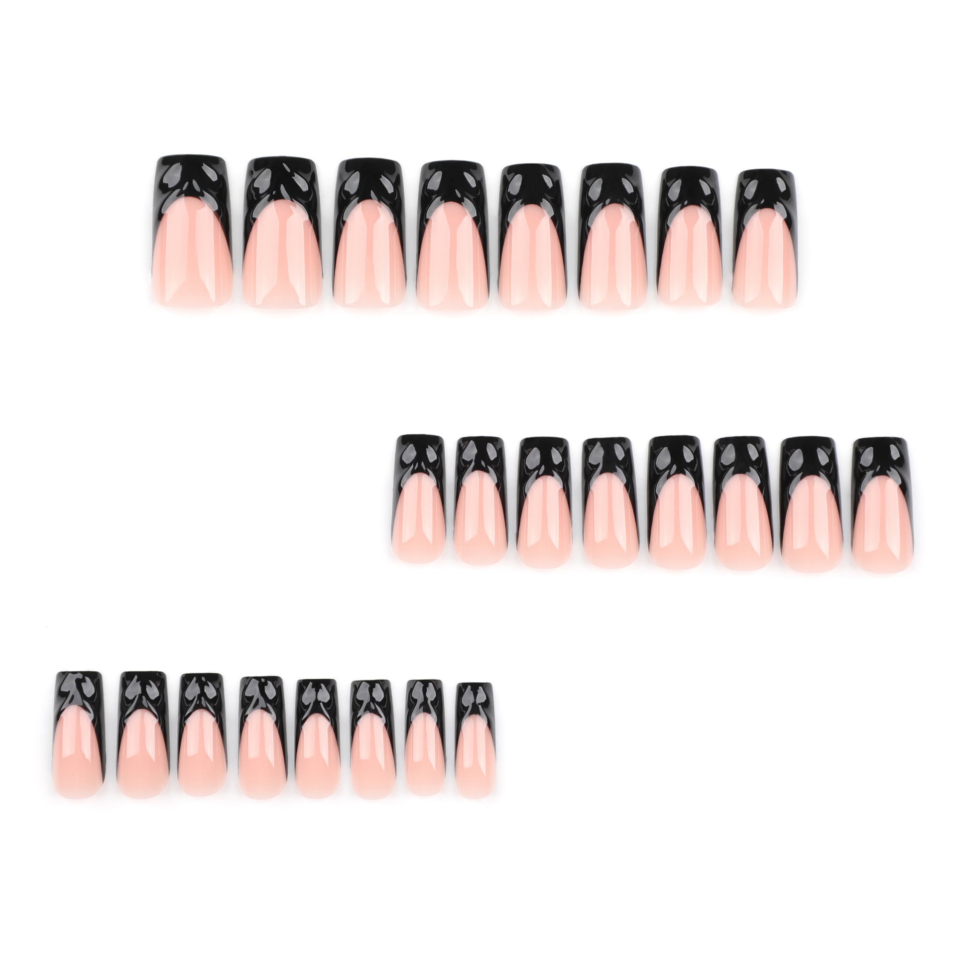 StarNagel Coffin Nails in Schwarz mit Minimalistischem French