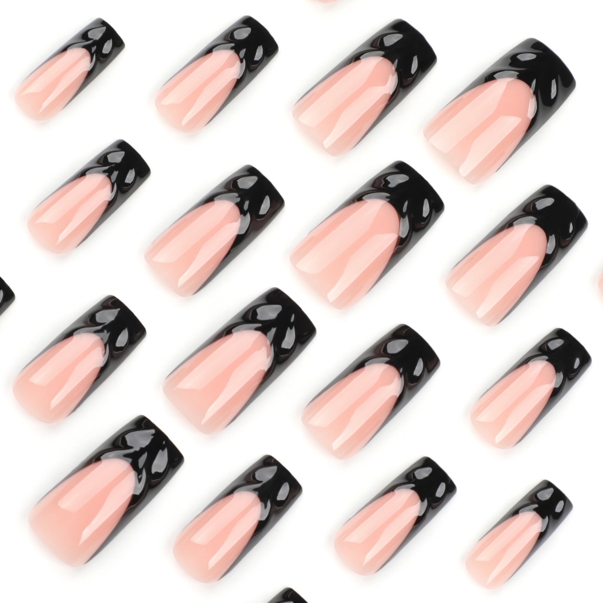 StarNagel Coffin Nails in Schwarz mit Minimalistischem French