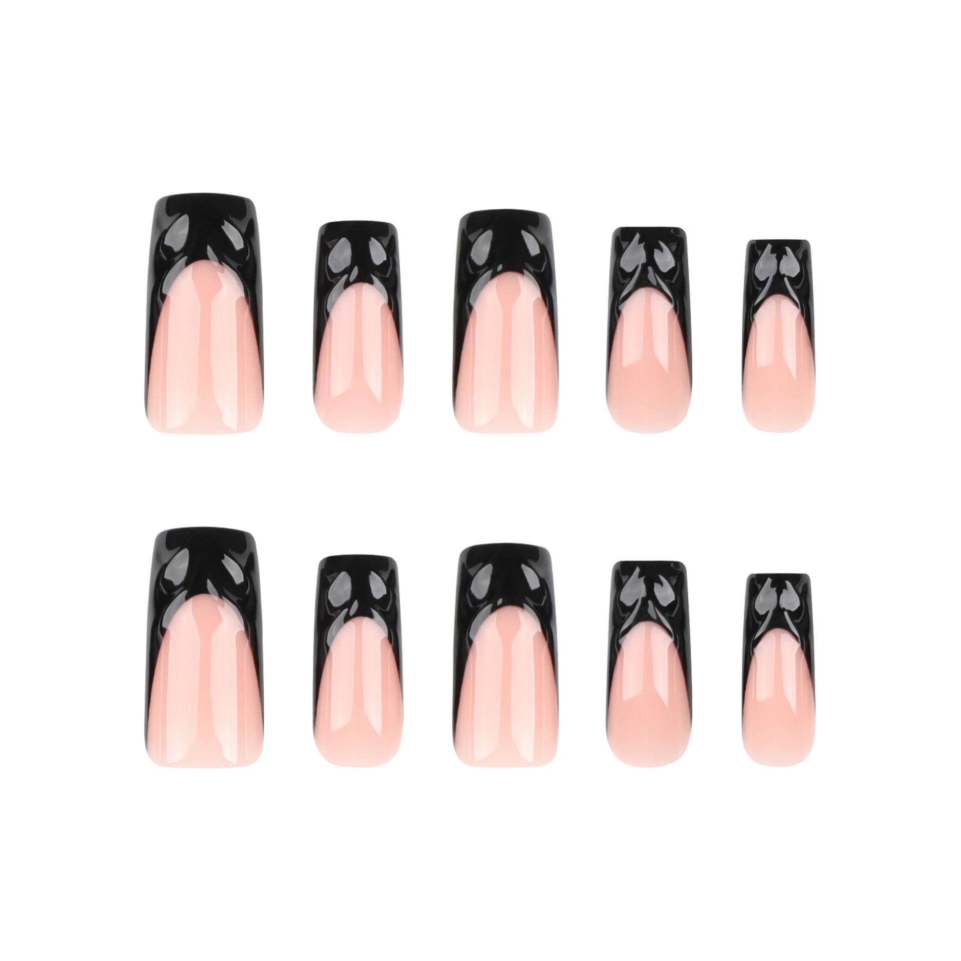 StarNagel Coffin Nails in Schwarz mit Minimalistischem French