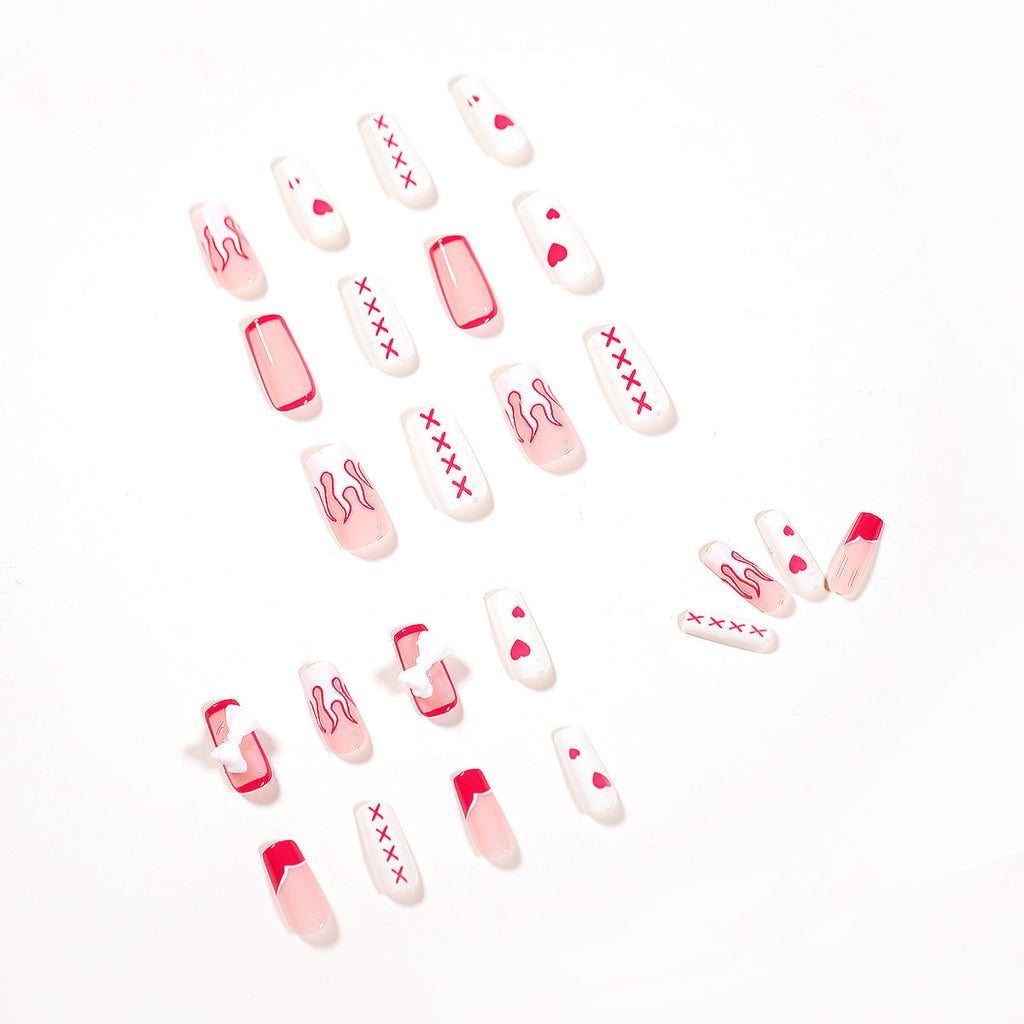 StarNagel Coffin Nails in Yin-Yang Pink mit Flammen und Schleifen