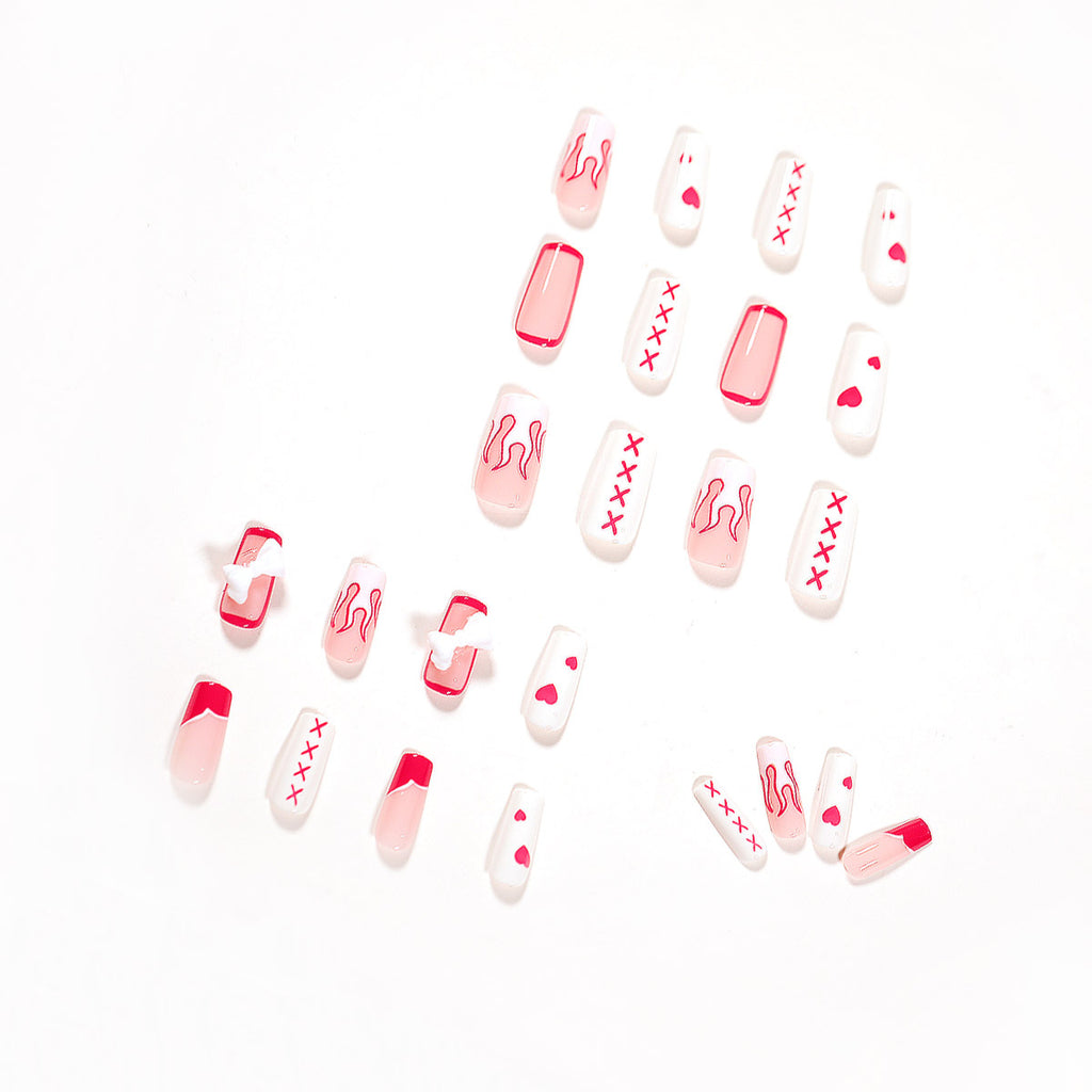 StarNagel Coffin Nails in Yin-Yang Pink mit Flammen und Schleifen