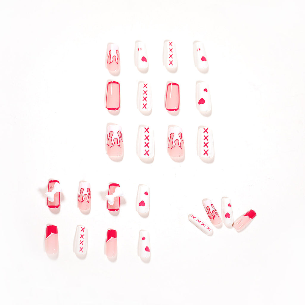 StarNagel Coffin Nails in Yin-Yang Pink mit Flammen und Schleifen