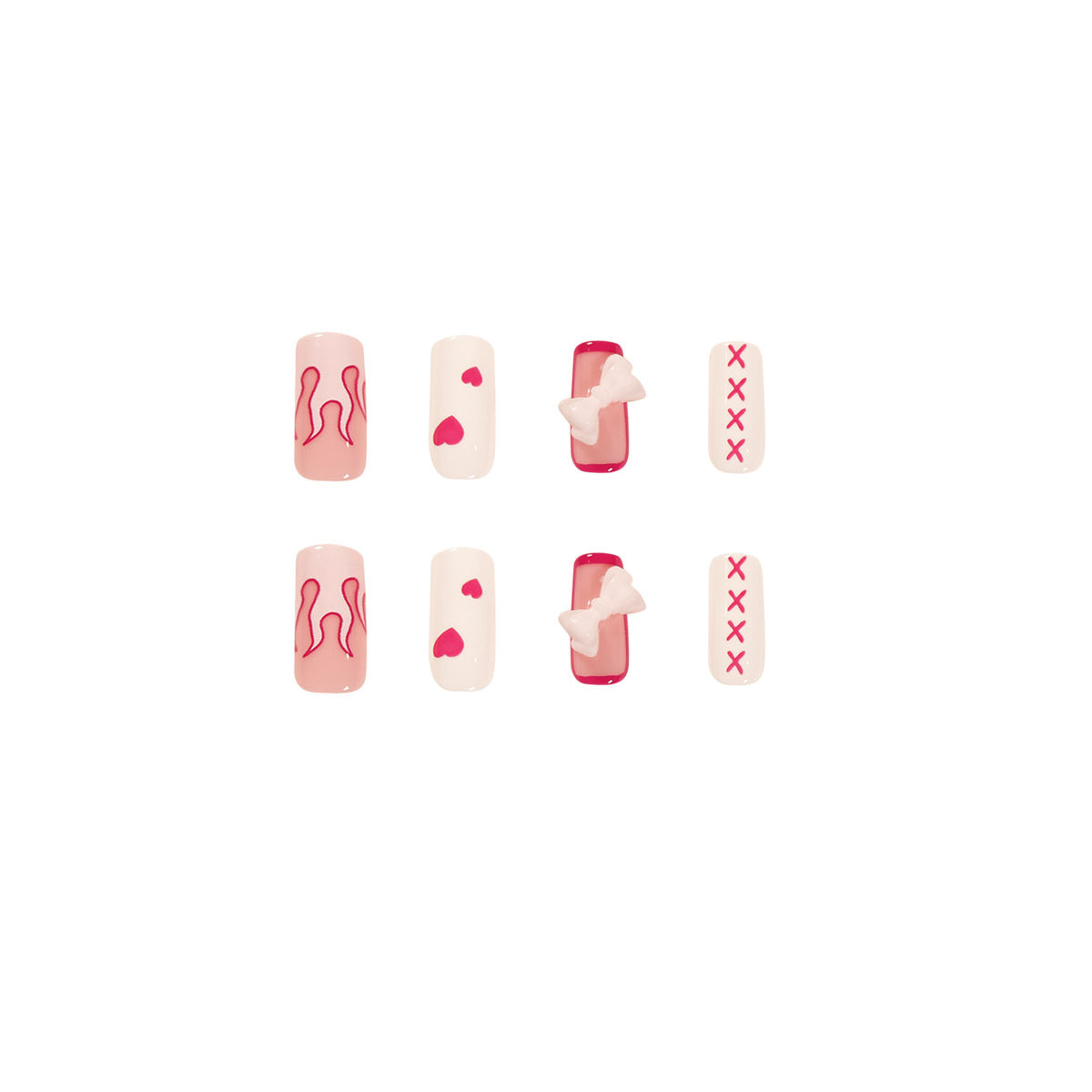 StarNagel Coffin Nails in Yin-Yang Pink mit Flammen und Schleifen