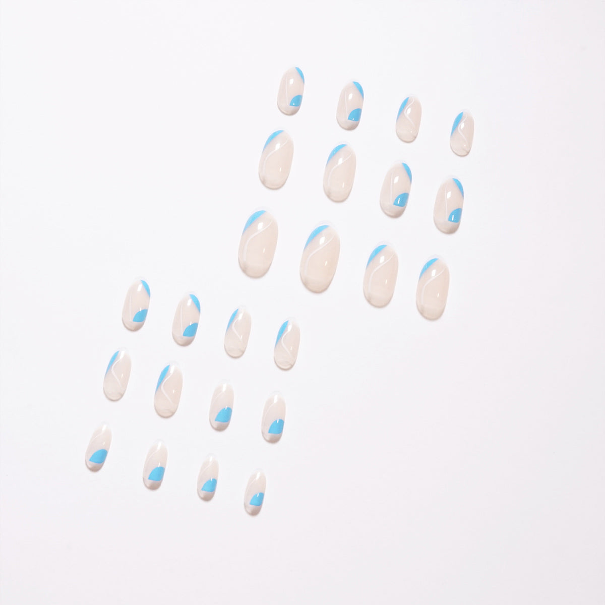 StarNagel Coffin Nails mit Blauen French Linien