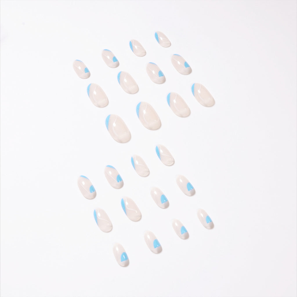 StarNagel Coffin Nails mit Blauen French Linien