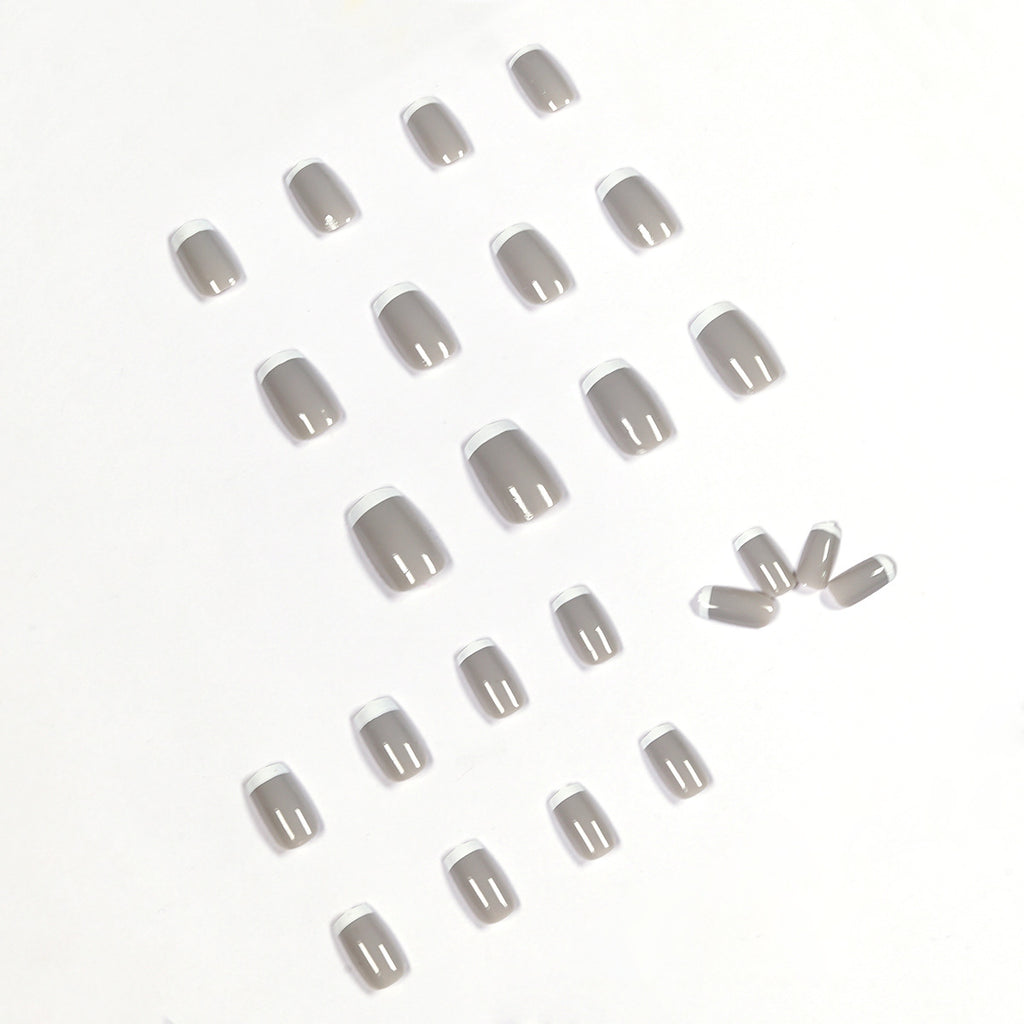 StarNagel Coffin Nails mit French in Grau-Weiß