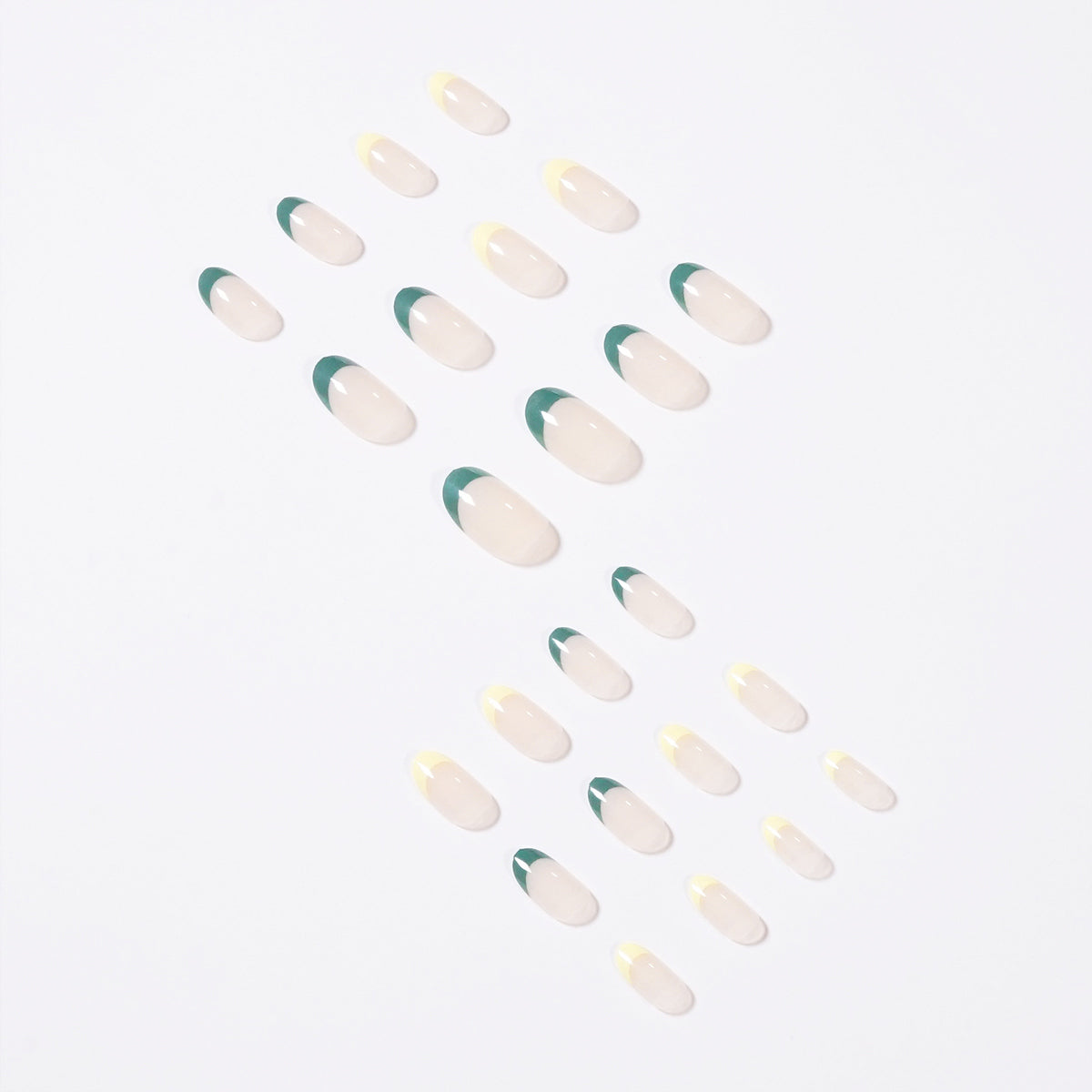 StarNagel Coffin Nails mit French in Olivgrün mit Farbwechsel