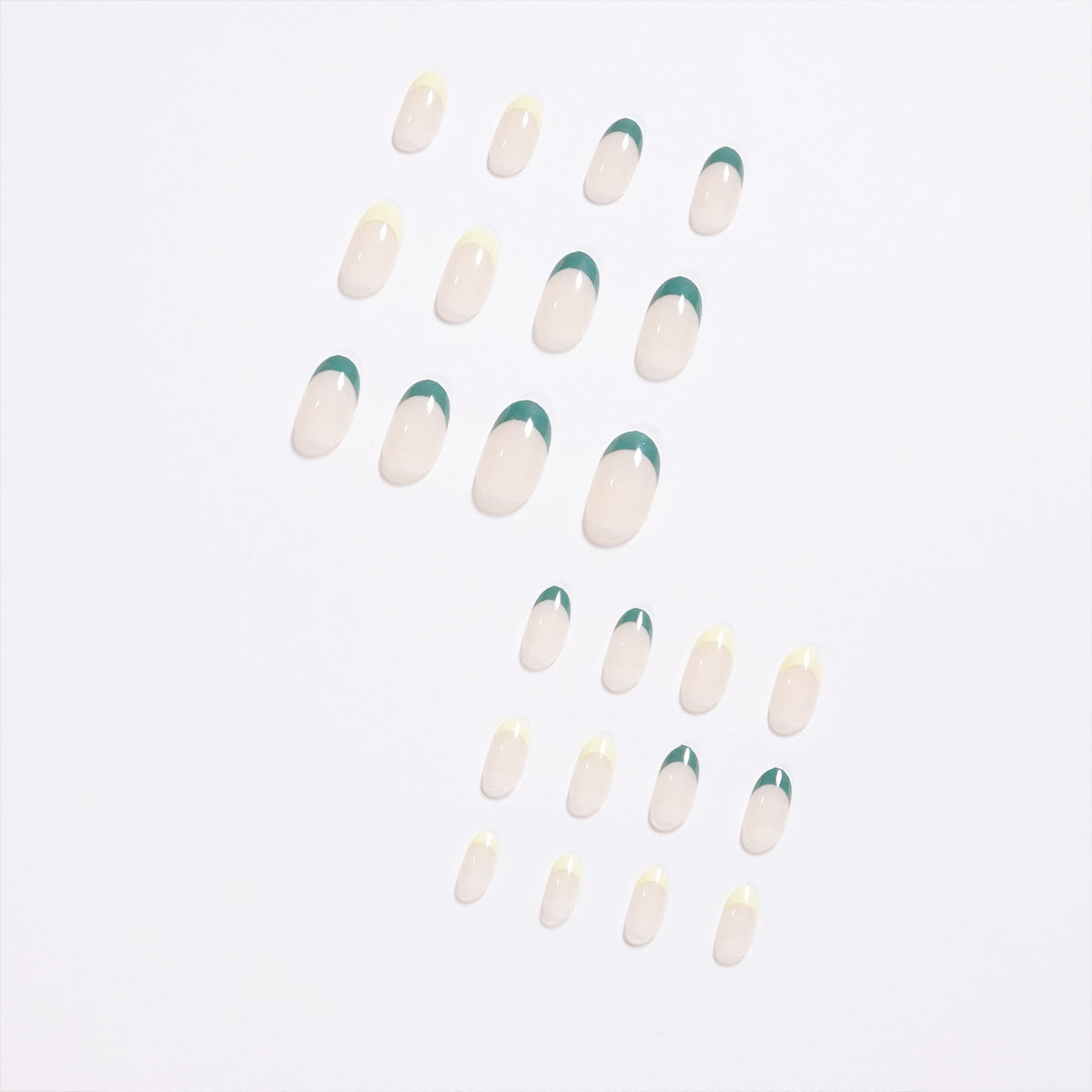 StarNagel Coffin Nails mit French in Olivgrün mit Farbwechsel