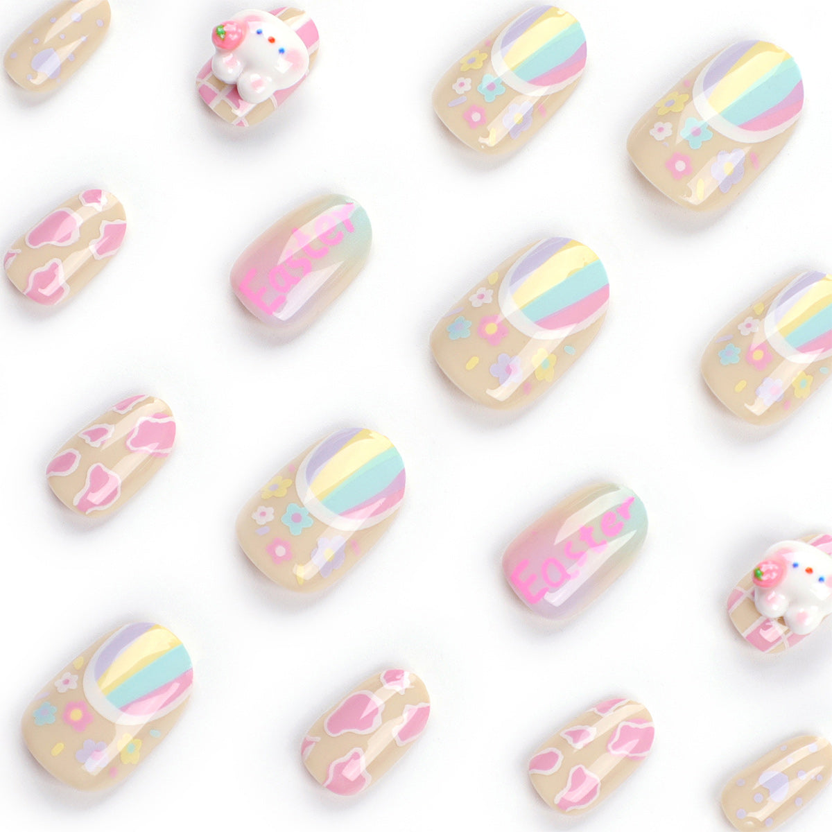 StarNagel Coffin Nails mit Niedlichen Cartoon-Hasen für Ostern